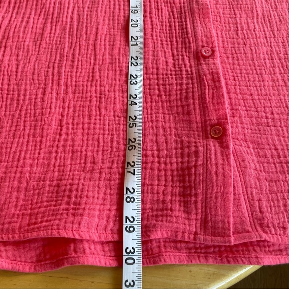 RACHEL ROY Women’s Long Sleeve Pink Crinkle Style Soft Button Up Tunic - Picture 7 of 9